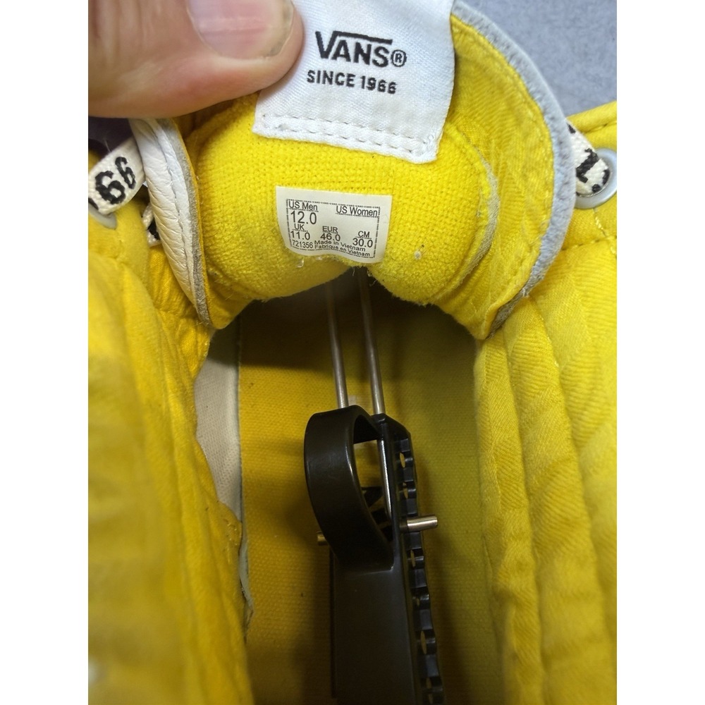 Vans Sk8-Hi Family Reissue Zip Premium - White Leather/Yellow/Black Mens 12 - Picture 9 of 10